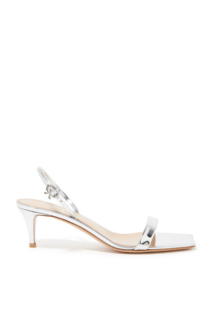 Ribbon Kitten 55 Metallic Leather Sandals