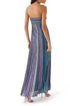 Lamé Pleated Knit Maxi Dress