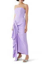 Thalia Ruffled Crepe Midi Dress