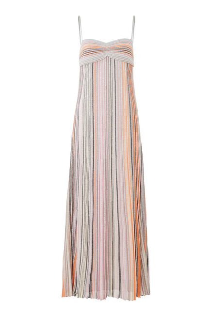 Lamé Pleated Knit Maxi Dress