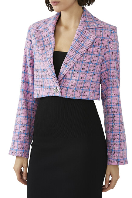 Check Suiting Cropped Blazer