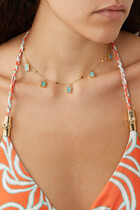 Lena Charm Choker, 18K Gold Plated Vermeil on Sterling Silver & Amazonite 