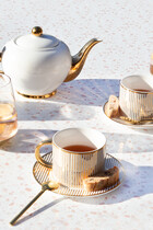 Pinstripe Teacup & Saucer Ivory