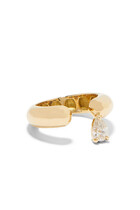 Pear Tube Ring, 14k Yellow Gold & Diamond