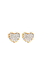 Baby Coeur Stud Earrings, 9k Yellow Gold & Diamonds