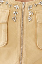 Embellished Denim Cargo Top