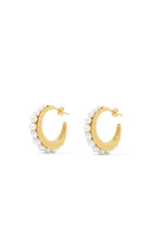 Graine de Gemmes Hoop Earrings, 24k Gold-Plated Brass
