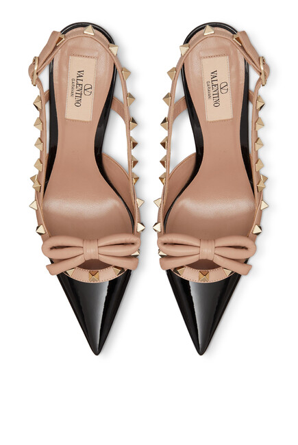 Rockstud Bow 100 Patent Leather Slingback Pumps