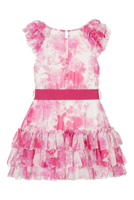 Kids Floral Tiered Chiffon Dress