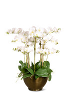 Artificial Orchid in Gold Vase