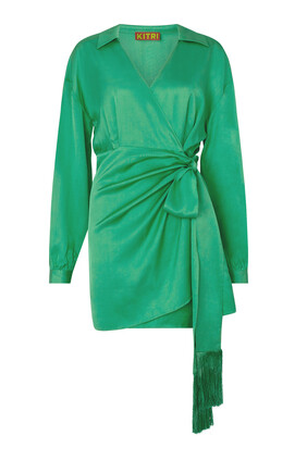 Donna Green Mini Wrap Dress