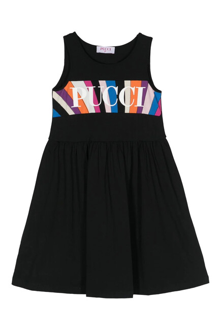 Kids Rubberized Logo Cotton Jersey Dress