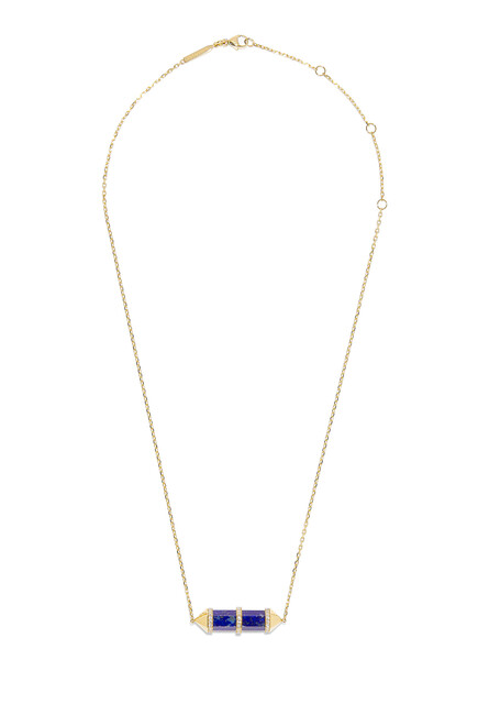 Medium Horizontal Chakra Necklace, 18k Yellow Gold with Diamonds & Lapis Lazuli