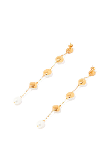 Dangling Chain Pearl Earrings