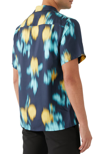 Blurred Floral Print Bowling Shirt