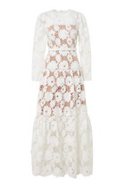 3D Cotton Lace Maxi Dress