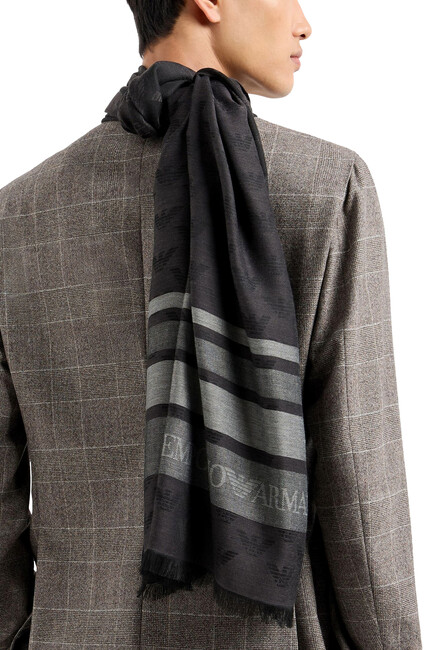 Modal-Blend Jacquard Stole with All-Over Eagle
