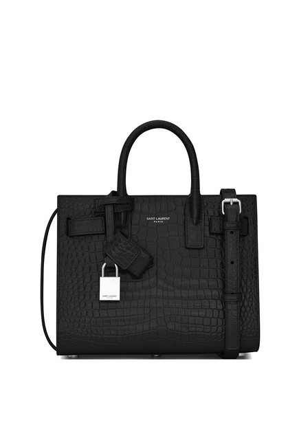 Classic Sac de Jour Nano in Crocodile-Embossed Shiny Leather