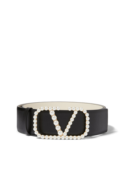 VLogo Signature Pearl Buckle Reversible Belt