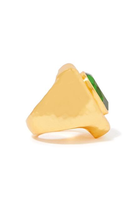 Paulina Ring, 24k Gold-Plated Brass & Green Peridot Quartz