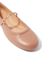 Carla Leather Ribbon Strap Ballerinas