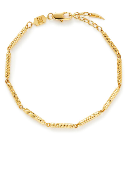 Wavy Ridge Chain Bracelet 18k Gold-Plated Brass