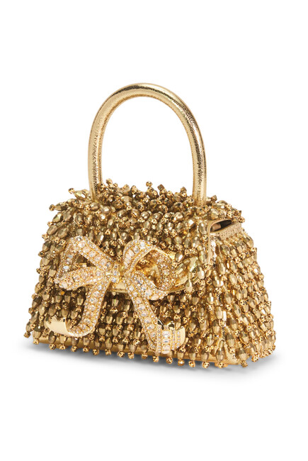 Gold Crystal Embroidery Micro Bag