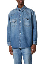 Metallic V Detail Denim Shirt