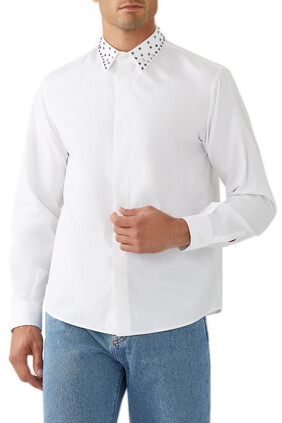 Valentino Garavani Rockstud Spike Collar Cotton Shirt