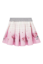 Kids Rose-Print Pleated Skirt in Neoprene