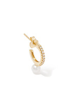 14-Karat Gold, Diamond And Freshwater Pearl Hoop Earrings