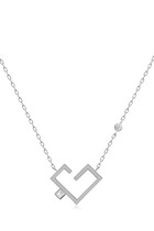 Hubb Two Dot Small Pendant Necklace, 18k White Gold with Diamonds
