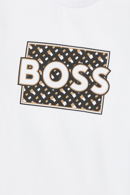 BB T-shirt SS w Logo in Box w Pattern:WHITE:3Y