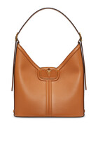 VLogo Leather Hobo Bag