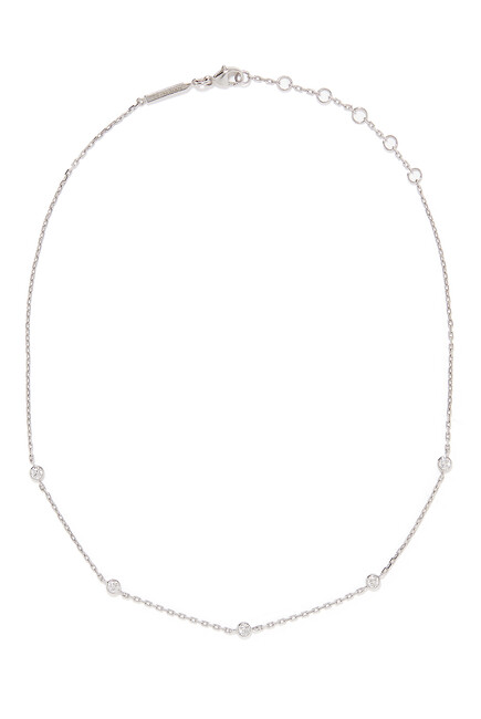 Sparkle Round 5 Diamond Necklace, 18k White Gold with Diamonds