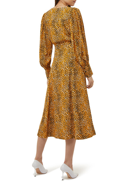 Leopard-Print Crêpe Midi Dress
