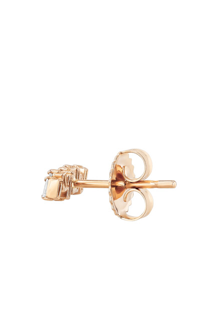 Classic Bar Stud Earrings, 18k Rose Gold & Diamonds