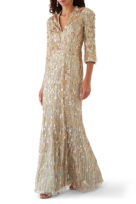Oscar Sequin-Embellished Gown