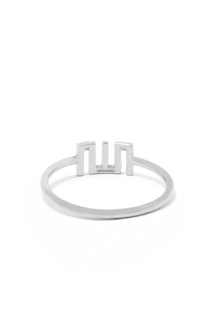 Small Allah Ring, 18k White Gold & Diamonds