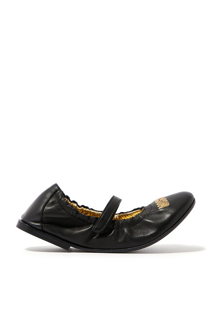 Kids Studded Logo Nappa Leather Ballet Flats