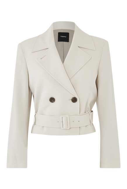 Cropped Belted Trench Jacket