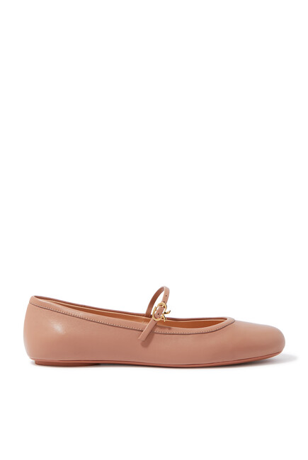 Carla Leather Ribbon Strap Ballerinas