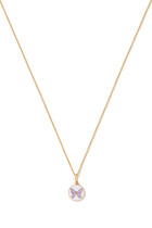 Kids Butterfly Medallion Charm Necklace, 14k Yellow Gold & Lavender Enamel