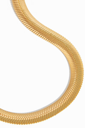 Flat Snake Chain Necklace, 18k Gold Plated Sterling Silver
