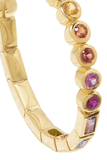 Rivière Baguette Hoop Earrings, 18k Yellow Gold & Mixed Precious Stones