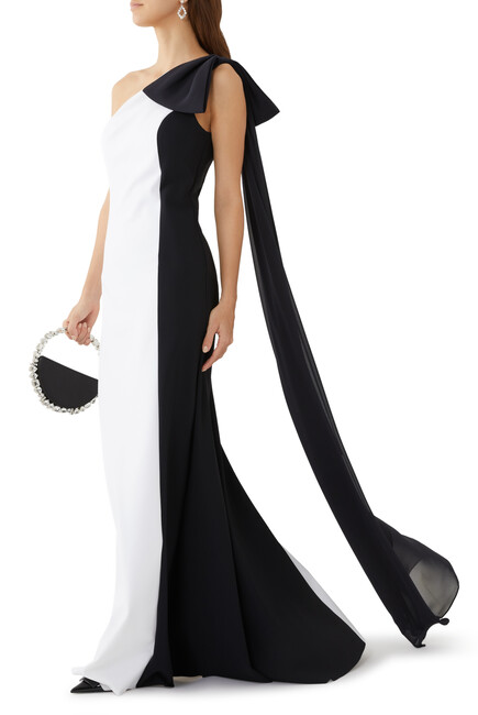 Scuba Bow One Shoulder Gown