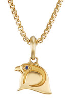 Cairo Falcon Amulet, 18k Yellow Gold & Blue Sapphire