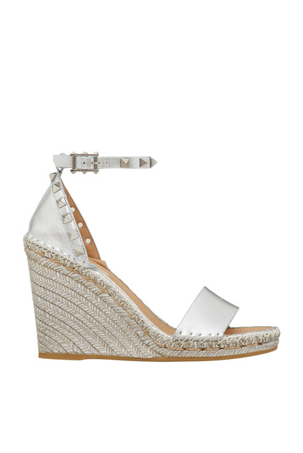  Rockstud 95 Double Wedge Metallic Sandals