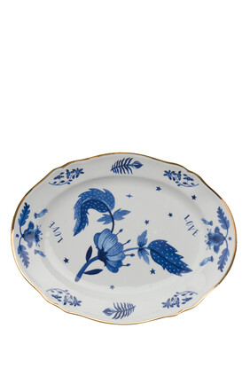 Blue Floral Oval Platter