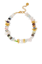 Catch a Wave Anklet, 24k Gold-Plated Brass & Mother-of-Pearl Beads, Fresh Water Pearls